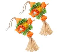 ARTSEWPLY 2pcs Parrot Chewing Hanging Bird Cage Accessories with Wood Shredding Beads and Bells, Small Bird Gnawing for Pet Parrots Enrichment and Play