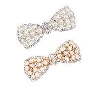 ARTSEWPLY 2Pcs Pearl Rhinestone Bowknot Hair Clips Elegant Hairpins for Women Silver and Gold Hair Accessories Stylish Barrettes for Daily Wear and Gift