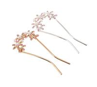 ARTSEWPLY 2pcs Pearl Rhinestone U Shaped Hairpin Handmade Stylish Headdress Clips for Women Wedding Bridal Accessories Elegant Party Hair Decoration in Gold and Silver