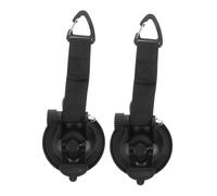 ARTSEWPLY 2pcs Portable Camping Suction Cup Hooks with Strap Strong Adhesion Vacuum Suckers for Tents Outdoor Rotatable Hangers Weather-Resistant Black TPU Cups for Car Window Roof Luggage