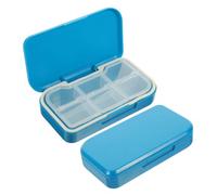 ARTSEWPLY 2Pcs Portable Sealed Pill Storage Box with Six Compartments Lightweight Weekly Capsule Organizer for Travel Office and Daily Medication Management Blue