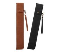 ARTSEWPLY 2pcs PU Drumstick Carry Case Portable Handheld and Hangable Stick Storage Bag for Drummers Teens Black and Brown Leather Design for Organized Percussion Mallets Storage and Easy