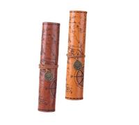 ARTSEWPLY 2Pcs PU Leather Pencil Roll Bag Set, Vintage Treasure Map Design, Large Capacity Pen Organizer and Makeup Brush Pouch, Flat Style in Dark Brown and Brown, Suitable for Art Supplies
