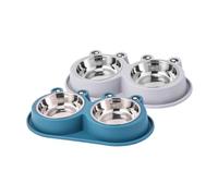 ARTSEWPLY 2pcs Raised Frog-shaped Stainless Steel Dog and Cat Food Bowls with Anti-ant Non-slip Base Elevated Pet Feeder for Small Dogs and Kittens