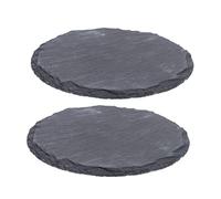 ARTSEWPLY 2pcs Reptile Basking Stone Platform Natural Rock Feeding Dish for Tortoise Turtle Lizard Gecko, Round Shape, Suitable for Terrarium and Vivarium Habitat