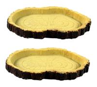 ARTSEWPLY 2Pcs Reptile Feeding Holder Resin Water Dish with Tree Pattern for Lizards Snakes Turtles Small Pets Food and Drinking Bowl Safe Design