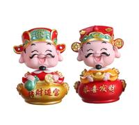 ARTSEWPLY 2pcs Resin God of Wealth Cake Decorations Unique Desktop Resin Ornaments for Chinese Year Prosperity Indoor Desktop Decor