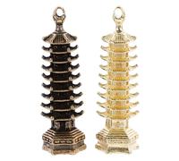ARTSEWPLY 2pcs Retro Antique Copper Tower Keychain Charm Pendant Ornament Unique Craft Accessory for Keys Bags Backpacks