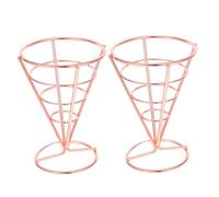ARTSEWPLY 2pcs Rose Gold French Fries Cone Stands Snack Serving Baskets Stainless Steel Fried Chicken Display Holders for Home Cafe Restaurant Appetizers