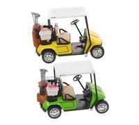 ARTSEWPLY 2Pcs Scale Miniature Golf Cart Model Realistic Alloy Golf Cart Ornament Yellow and Green for Home Office Study and Living Room Display