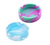 ARTSEWPLY 2pcs Silicone Ashtrays with Cigarette Rest Unbreakable Round Ash Holders for Indoor Outdoor Use Non-slip Heat Resistant Containers for Home Office Patio Lawn