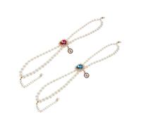 ARTSEWPLY 2pcs Small Dog Collar Necklace with Faux Pearls and Heart Beads Princess Style Pet Neckwear for Puppies and Kittens Adjustable for Weddings Parties and Everyday Charm