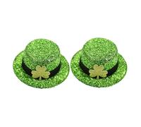 ARTSEWPLY 2pcs St Patrick's Day Hair Clamp Shamrock Bowler Hat Design Decorative Glitter Hairpin Party Accessory for Women