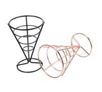 ARTSEWPLY 2pcs Stainless Steel French Fries Cone Basket Snack Holder with Hollow Design for Fried Food Appetizers Capacity Serving Rack for Western Restaurant Wedding Banquet Birthday Use