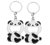 ARTSEWPLY 2PCS Stylish Cartoon Panda Keychains Cute Animal Key Pendant with Bottle Opener Function Creative Black White Charm Key Decoration for Men Women Gift