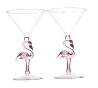 ARTSEWPLY 2Pcs Stylish Pink Frosted Flamingo Wine Glasses Multi-Function Cocktail Goblets for Weddings Parties Banquets and Home Use