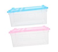 ARTSEWPLY 2pcs Transparent Reptile Feeding Boxes Portable Lightweight Habitat for Small Lizards Geckos Turtles Frogs Corn Snakes Breathable Keepers