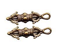 ARTSEWPLY 2pcs Vintage Brass Vajra Pestle Keychain Pendants Smooth Hanging Ornament for Bags Keys Car Decor Durable Tibetan Decor Symbolizing Wisdom and Spirituality