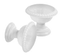 ARTSEWPLY 2Pcs Vintage Roman Style Plastic Wedding Flower Pot Set, Decorative Urn Containers for Garden, Porch, Home Decor, White Retro Embossed Design for Wedding and Indoor Outdoor Use