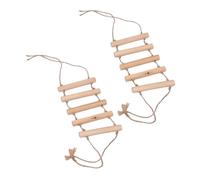 ARTSEWPLY 2pcs Wooden Parrot Climbing Stair Swing for Birds Pet Ladder with Rope for Exercise and Balance Development Safe Interactive Activity for Parakeets African Greys Conures Cockatiels