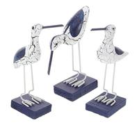 ARTSEWPLY 3 Pcs Handmade Mediterranean Style Wooden Seabird Decoration Coastal Ornaments for Home Dining Living and Photo Props Natural Craftsmanship Mixed Design
