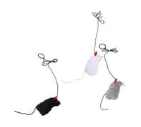 ARTSEWPLY 3 Pcs Mouse Shape Vocalizing Cat with Pull Ring Plush Interactive Teasing for Indoor Cats and Kittens Stimulating Play and Exercise Random Color