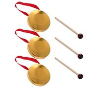 ARTSEWPLY 3 Sets Handheld Mini Gongs with Mallets Traditional Chinese Percussion Instruments for Classroom Music Band Performances Copper Design
