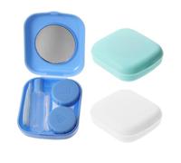 ARTSEWPLY 3 Sets Portable Contact-Lens Case Kit with Mirror Tweezers Leakproof Solution Bottle Pp Material Assorted Colour for Outdoors and Home Storage Random Color