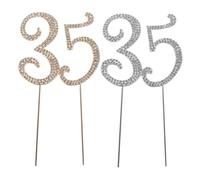 ARTSEWPLY 35th Birthday Cake Topper Rhinestone Numbers Silver and Gold Sparkly Cake Decorations for Anniversary Party