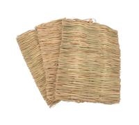 ARTSEWPLY 3pcs Bunny Grass Mat Natural Straw Chew for Rabbits and Pets Portable Soft Bedding Mat Stress Relief Teeth Cleaning Animal Cage