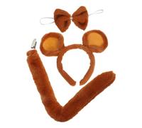 ARTSEWPLY 3Pcs Cartoon Mouse Ears Headband Set with Bow Tie and Tail Plush Accessories for Women for Halloween Christmas Carnival and Cosplay Events