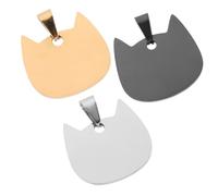 ARTSEWPLY 3Pcs Cat-Shaped Pet Name Tags Stainless Steel Dog Tags for Pets Lightweight Blank Puppy Collar Id Accessories