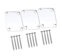 ARTSEWPLY 3pcs Electric Guitar Neck Plates Bass Neck Strength Connecting Boards Metal with Silver Screws Easy to Use Ergonomic Design for Electric Guitar Accessories