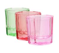 ARTSEWPLY 3Pcs Glass Dappen Dish for Nail Art Octagonal Nail Manicure Cups Glass Mixing Bowls for Liquid Powder Versatile Nail Supply Tools for Artists DIY Crafts