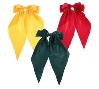 ARTSEWPLY 3pcs Large Satin Bow Hair Clips with Long Tails French Barrettes Ribbon Hair Pins for Women and Hold Vibrant Red Yellow Green Accessories for Parties and Weddings