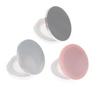 ARTSEWPLY 3pcs Lightweight Refillable Powder Box Portable Puff Holder for Diy Makeup Includes Ultra-thin Mirror Containers Silver Pearl and Rainbow Finishes Loose Powder and Blusher