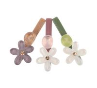 ARTSEWPLY 3pcs Mini Floral Claw Hair Clips for Women Translucent Duckbill Barrettes with Purple White Green Flowers Non Slip Small Hair Accessories for Everyday and Party Styling