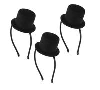 ARTSEWPLY 3pcs Party Headband Mini Bowler Hat Headband Victorian Hat Roaring 20s Accessory Clip-on Mini Women's Top Black