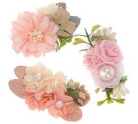ARTSEWPLY 3pcs Pink Faux Pearl Flower Hair Clips Barrettes for Small Decorative Hair Accessories for Birthday Party Photography Christmas Wedding and Daily Use