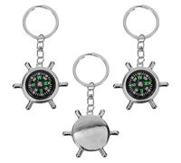 ARTSEWPLY 3pcs Pocket Compass Keychain Set with Rudder Design Survival Camping Compass for Hiking and Travel for Outdoor Sports and Keyrings
