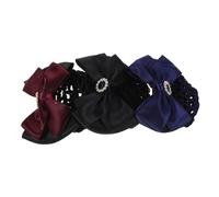 ARTSEWPLY 3pcs Professional Bowknot Hair Snood Net with Resin Rhinestone Elastic Coarse Mesh Bun Covers for Women Secure and Stable Hair Barrette for Hospital Work Styling