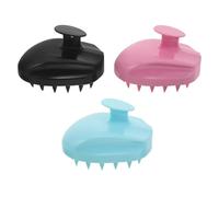 ARTSEWPLY 3pcs Silicone Scalp Massager Brush Set - Soft Waterproof Handheld Shampoo Scrubber for Wet and Dry Hair - Hair Massage Tool for Men and Women - Green, Pink, Black
