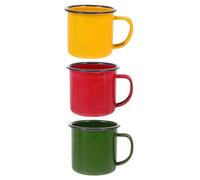 ARTSEWPLY 3Pcs Small Vintage Enamel Mugs Lightweight Unbreakable Portable Cups for Tea Milk Home Office Use Red Yellow Green