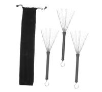 ARTSEWPLY 3pcs Stainless Steel Wire Drum Brushes for Jazz Snare Drums with Ergonomic Grip and Drawstring Bag Professional Percussion Cleaning Tools for Beginner and Experienced Drummers