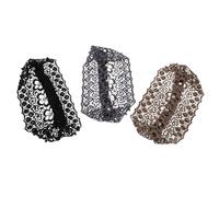 ARTSEWPLY 3pcs Wide Lace Headbands for Women with Pearls - Non-Slip Stretch Turban Hair Wraps in Black, Khaki, and Grey - Cover Gray Hair, Makeup, and Daily Fashion Accessories