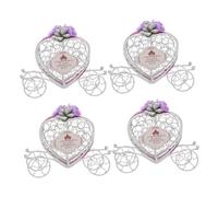 ARTSEWPLY 4 Pcs Purple Pumpkin Carriage Candy Box Romantic European Style Iron Wire Holder for Wedding Party Birthday Centerpiece Favor Decoration