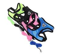 ARTSEWPLY 4 Sets Adjustable Breathable Mesh Dog Harness Leash Color Black Blue Green Pink Pet Traction Rope Kit for Comfortable Outdoor Walking and Cosplay Photography