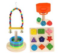 ARTSEWPLY 4 Sets Colorful Parrot Training Wooden Educational Blocks for Birds Enhance Intelligence and Physical Activity Promote Mental Health and Interaction Random Color