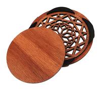 ARTSEWPLY 41-inch Acoustic Guitar Wood Soundhole Cover, Feedback Buffer Block with Dark Geometric Pattern, Suitable for Acoustic and Electro-acoustic Guitars, Anti-howl Soundhole Protector