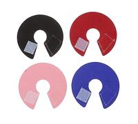 ARTSEWPLY 4pcs Bird Collar Bite Scratch Protective Neck Cones for Parrots Budgerigar Cockatiel with Sticker Mixed Colors Red Pink Blue Black